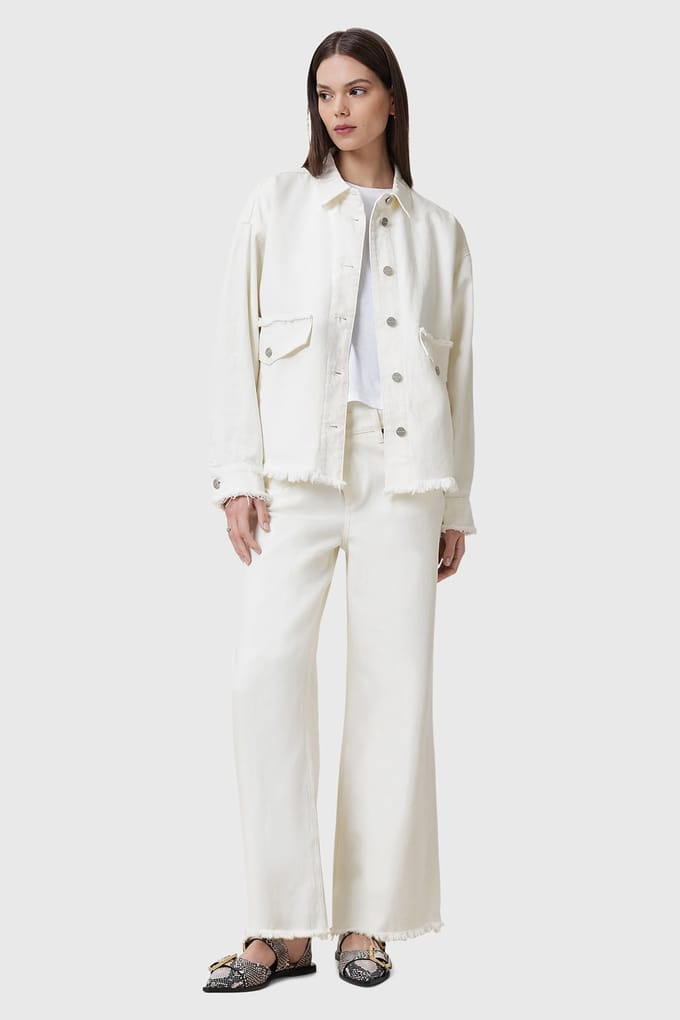 AllSaints Hettie Fray Shacket Off White Taglia: L | Sovracamicie Outlet | Donna | Bianco
