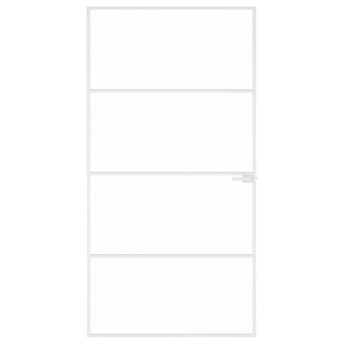 vidaXL - Binnendeur - 102x201,5 - cm - gehard - glas - en - aluminium - smal - wit