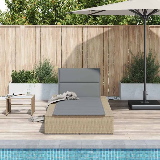 vidaXL - Ligbed - met - zwevend - kussen - poly - rattan - beige