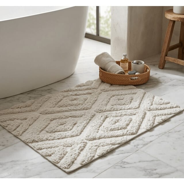 Casa di Elturo Badmat katoen boho squares /wit – 50 x 80 cm