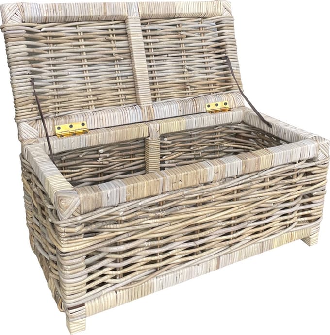 Rieten Opbergmand - Grey - 60x30xH30 cm - mand met deksel