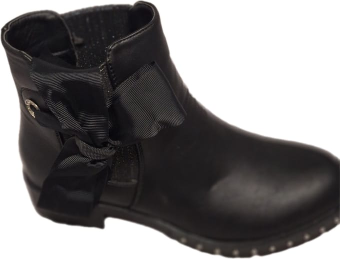 LUCKYSHOES-ENKELBOOTS-SILVERELASTIC-RIBBONS/STUDS-BLACK-40