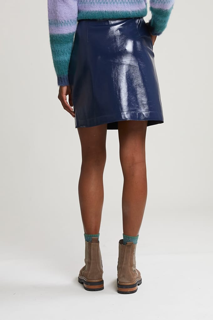 River Woods Blue Short Lacquer Skirt Größe: 44 | Lederröcke Outlet | Damen | Blau