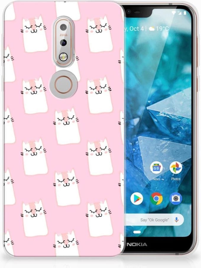 Nokia 7.1 TPU Hoesje Sleeping Cats