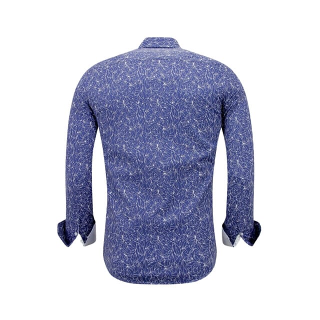 Heren Overhemd Bloemenprint- Slim Fit - 3085 - Blauw