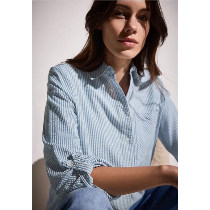 Gestreepte seersucker blouse