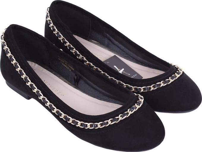 Zwarte, suède ballerina's / 39
