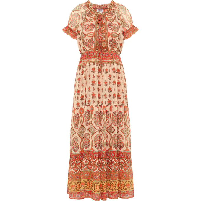 usha Maxi-jurk met all-over print Dames Oranje Veelkleurig