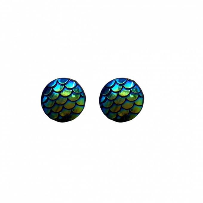 Allergievrije oorbellen groen schubbe