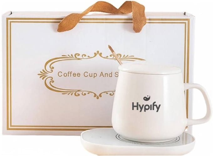 Hypify - Elektrische Bekerwarmer met Keramische Mok - Crème Wit