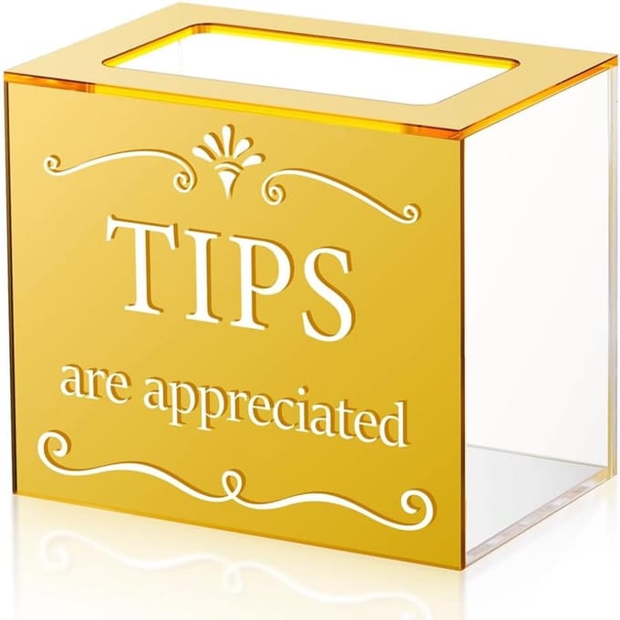Tip Pot - Donatie Box - Geld Opslag - Stevig Acryl - 17x15x11 cm - Goud