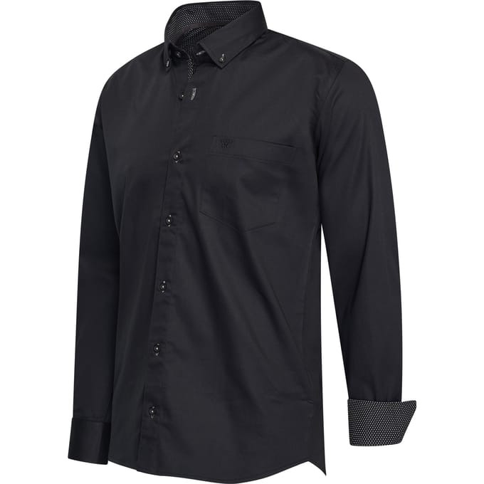 Cappuccino Italia - Heren Overhemden Ancona Stretch - Zwart - Maat M
