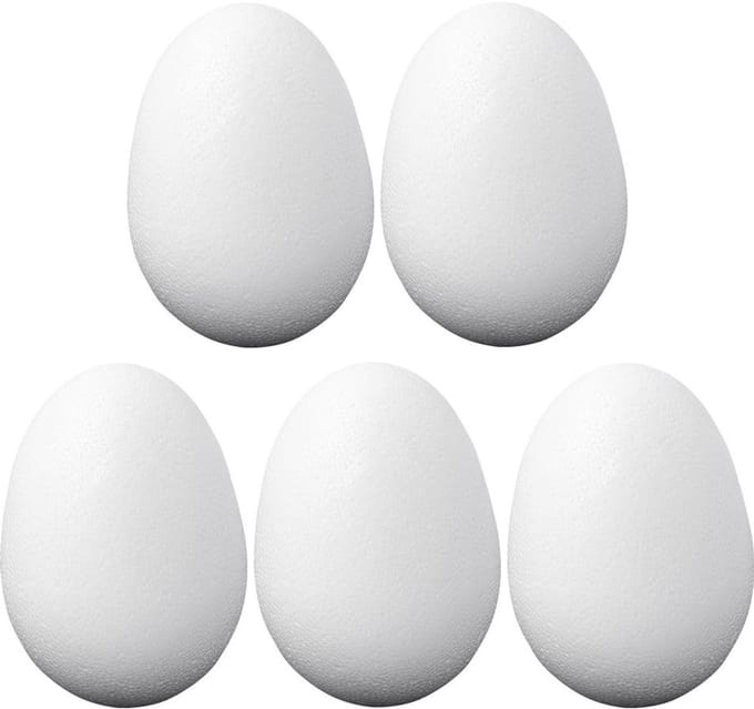 mit Herz | piepschuim eieren | 5-pack | 10 cm hoog, Ø ca. 7 cm | onbewerkte stukken om te knutselen