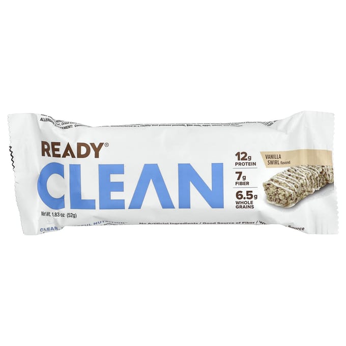 Barres Protéinées Ready, Clean, Tourbillons de Vanille, 12 Barres, 1,83 oz (52g) Chaque