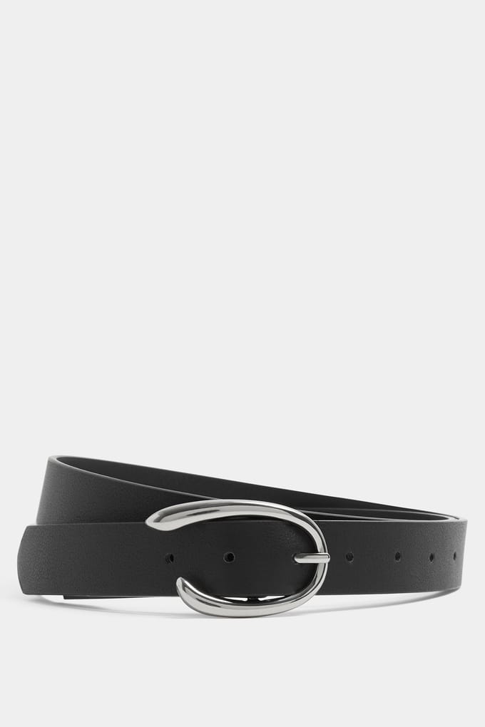 Yours Zwarte Kunstleren Riem Met Ovale Gespsize 58-60