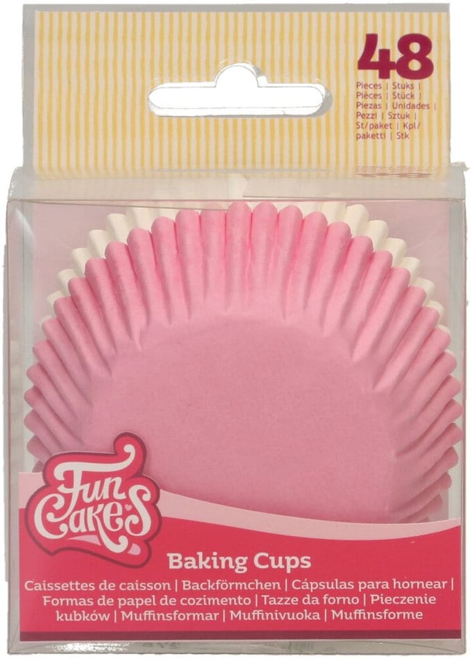 FunCakes Baking Cups - Roze, Wit - 48 Stuks - Cupcake Vormpjes Papier