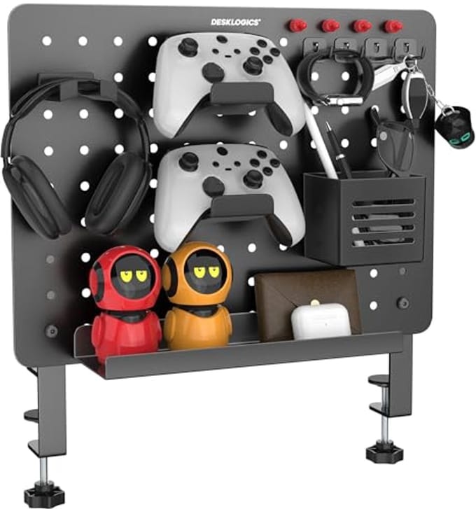 Klem-on Bureau Pegboard - Ruimtebesparende Organizer voor Gaming en Kantoor