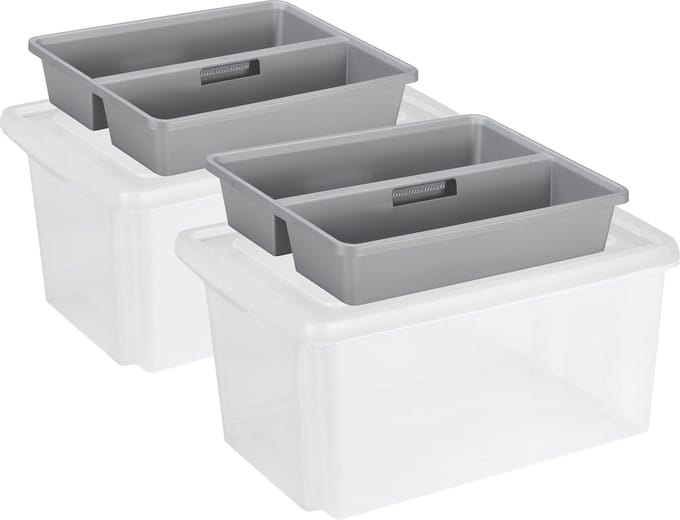 Sunware Opslagboxen set met deksel en organiser - 2x stuks - 51 liter