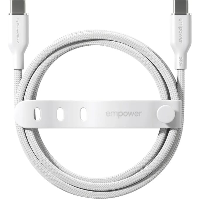 Empower by PanzerGlass Racing USB-C naar USB-C Oplaadkabel - 240W - 2 meter - Silver White