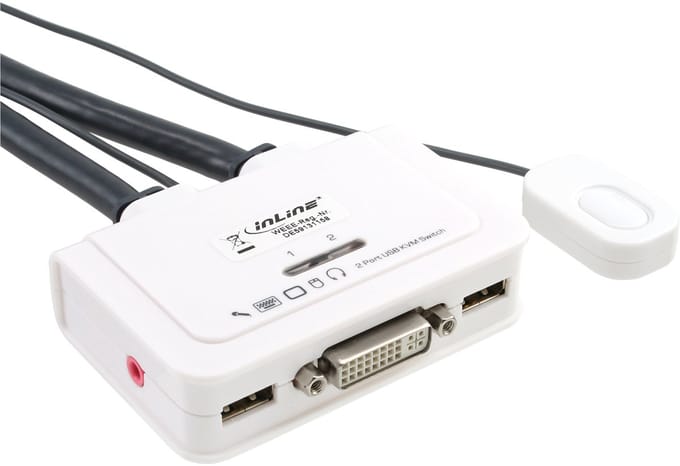 InLine® 2-Poorts Kabel KVM-switch, DVI-D, USB, met audio