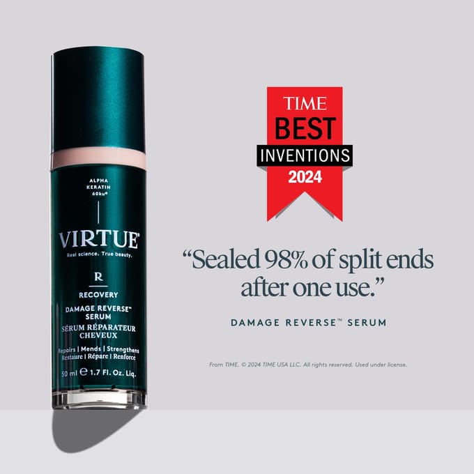 VIRTUE Damage Reverse Serum 50ml & Overnight Scalp & Hair Elixir 50ml Duo
