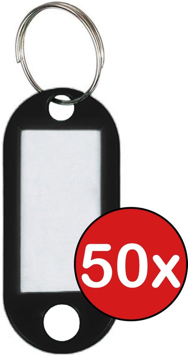 Sleutellabels Sleutelhanger Bagagelabel Sleutellabel Gekleurde Naamlabels Label - Zwart - 50 PACK