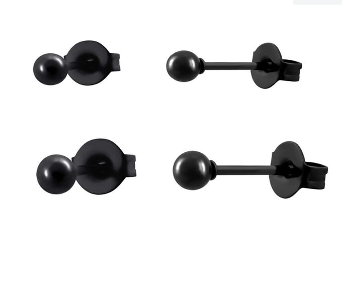 La Rosa Princesa Bolletje Oorbellen Set Chirurgisch Staal Zwart 2mm 3mm
