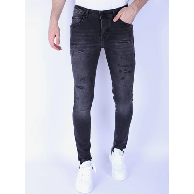 Ripped Jeans voor Mannen Slim Fit met Stretch - 1104 - Zwart