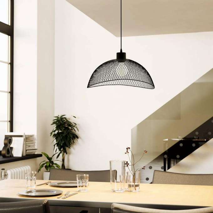 EGLO Pompeya hanglamp, lengte 45 cm, zwart, staal