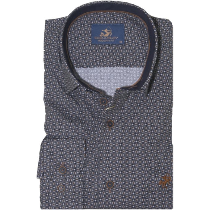 Eden Valley - Lange mouw overhemd - Mannen - 3XL - MidGrijs - Katoen - 515041 Modern fit