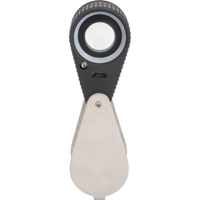 20X Opvouwbaar Vergrootglas Draagbaar Oplaadbaar Zakvergrootglas met LED-lampjes voor Munt