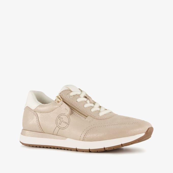 Tamaris Comfort leren dames sneakers beige