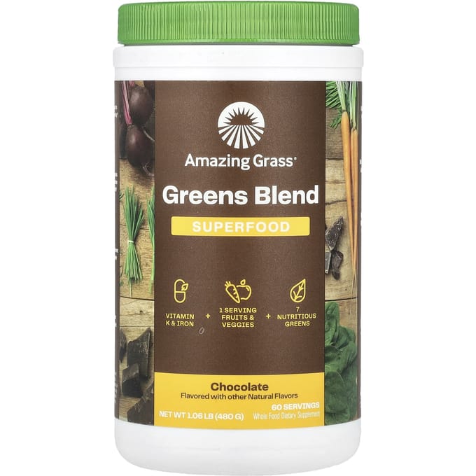 Amazing Grass, Mélange de Superaliments Greens, Saveur Chocolat, 1,06 oz (480 g)