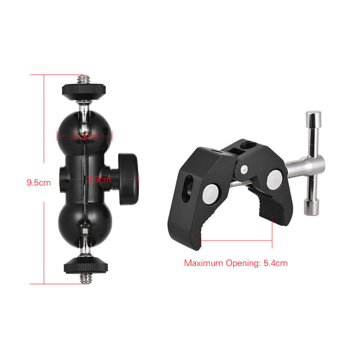 Draagbare balhoofdarmklem Krab Multifunctionele baladapter voor DSLR black