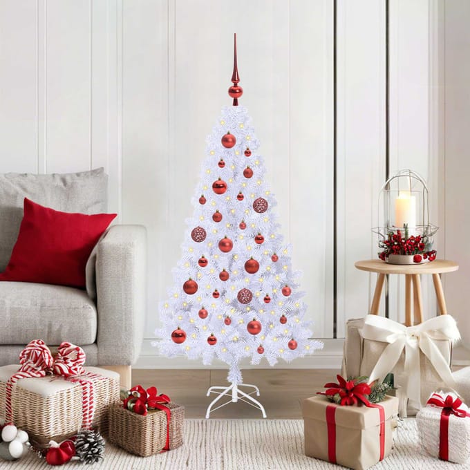vidaXL Kunstkerstboom Wit 120 cm PVC en staal