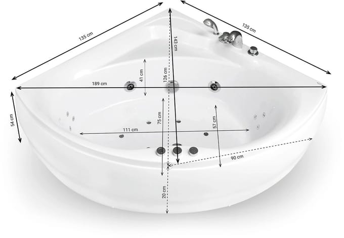 SPALINA - Whirlpool bad - Maldives Jets, 135 x135 x54 cm, Wit