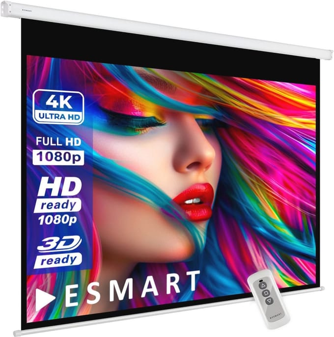 Elektrisch Projectiescherm - Motorisch Scherm - Thuisbioscoop Creëren - 4K UHD HD Klaar - 240 x 180 cm - Wit