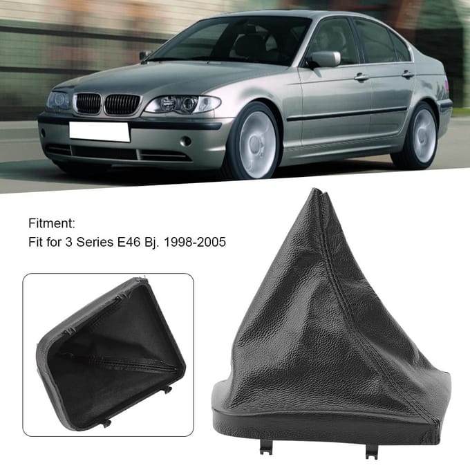 Leder Zwart Pookknophoes Schakelpook Hendel Boot Stofhoes Geschikt voor 3 Serie E46 19982005 gray
