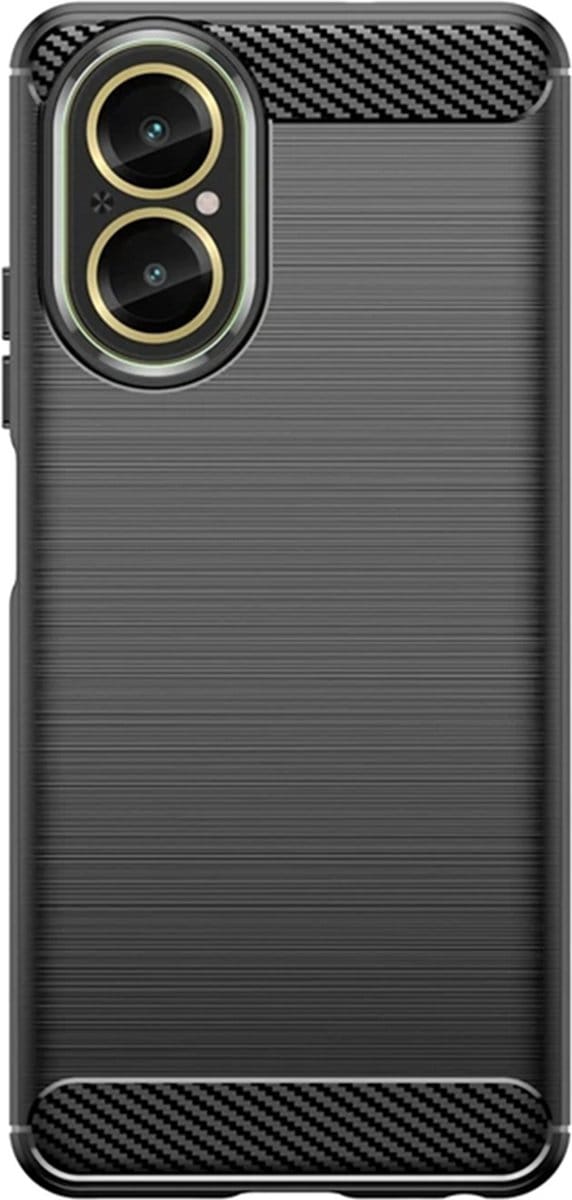 Hoesje geschikt voor Realme C67 4G - Techsuit Carbon Silicone Back Cover - Zwart