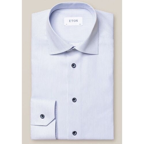 Eton Overhemd Fine Striped Twill Navy / male