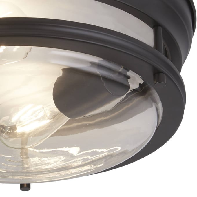 Searchlight Glasgow plafondlamp met glazen kap, IP44 zwart