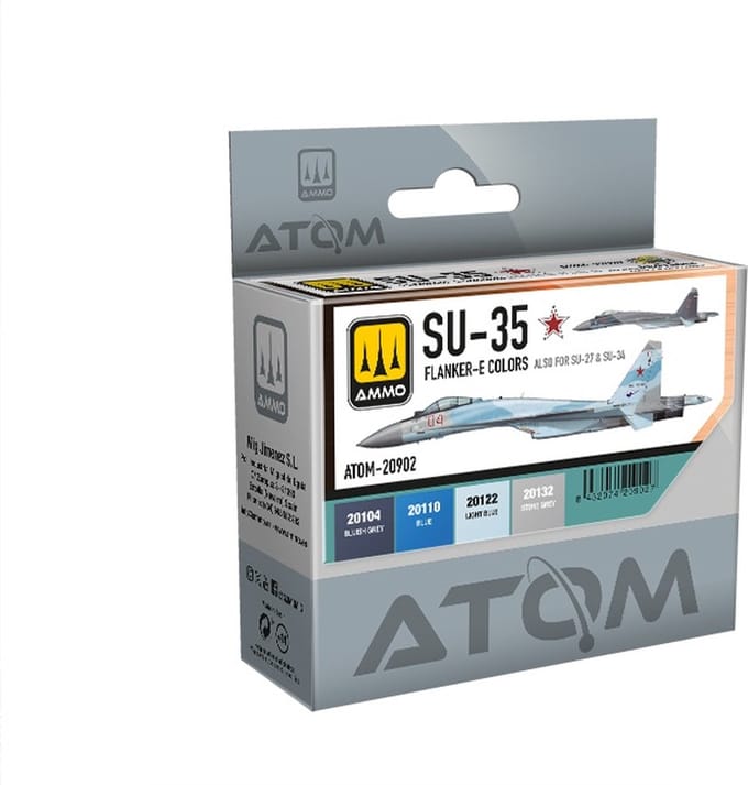 AMMO by Mig Jimenez Hobbyverf Acrylverf - MIG 20902 ATOM - SU-35 Flanker-E Kleuren - Acryl Set 4x20ml Verf set - 4x 20 ml