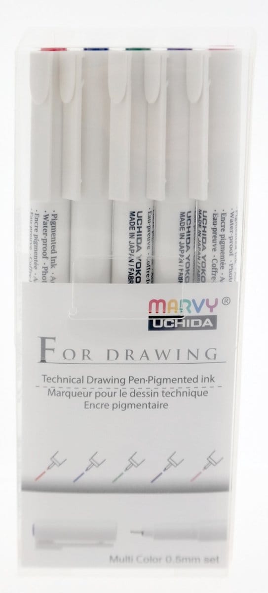 Marvy Uchida Marvy Uchida Technische Fineliner Set 0,5mm 5 stuks