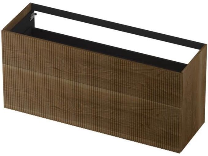 INK - Onderkast 2 Laden Push To Open Verticaal Gefreesd Bestaande Uit: - 1400x450x650 Mm - Massief Eiken Ash Grey