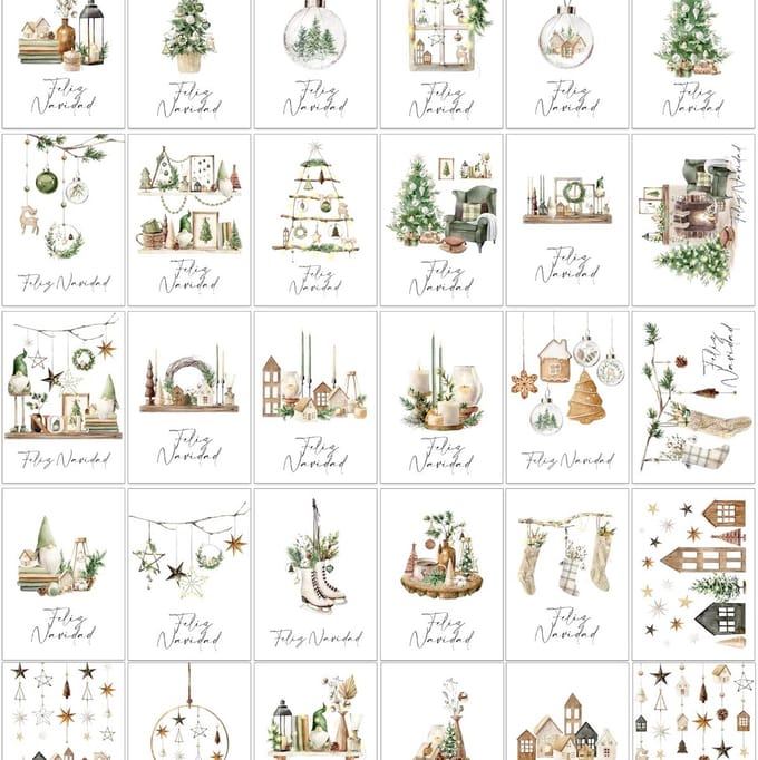 Set van 30 Elegante Kerstkaarten met Witte Enveloppen in A6-Formaat