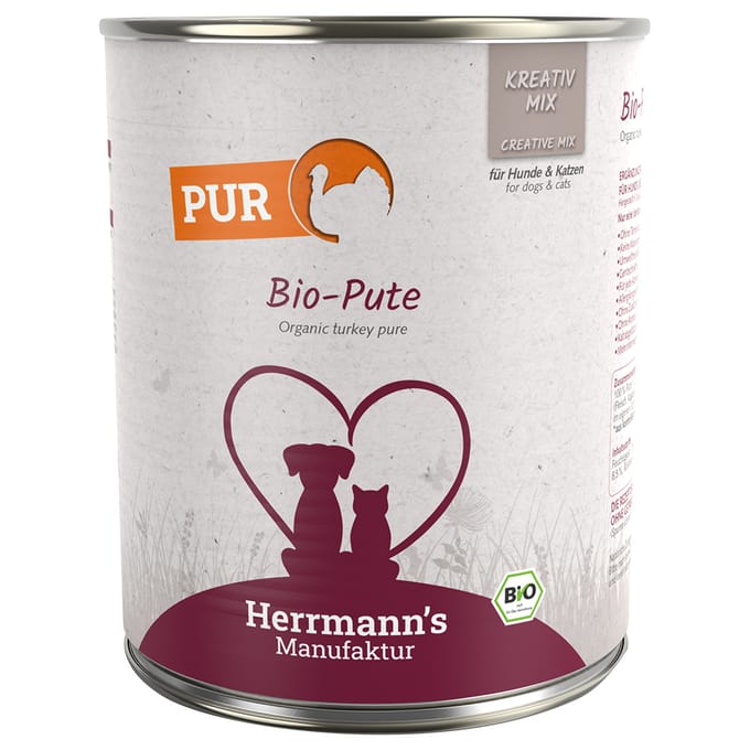 Herrmann's Bio Puur Kalkoen 800 gr. - per 6 stuks