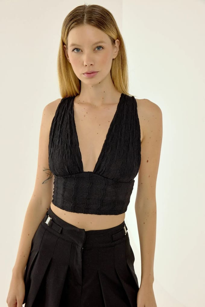 V-hals kruisrug crop top