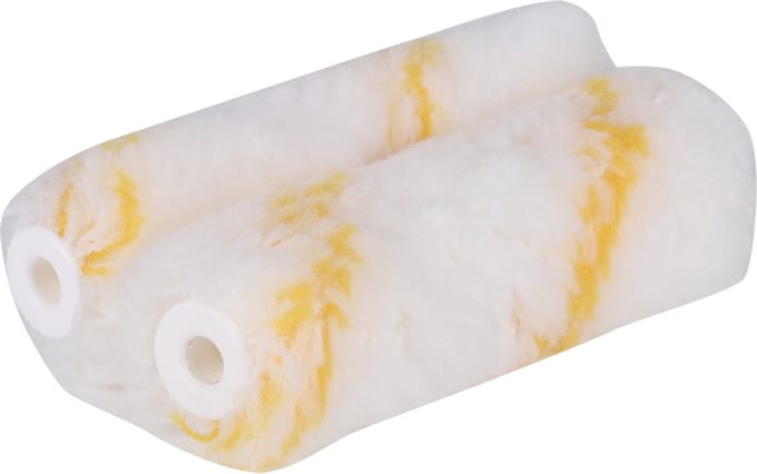 Copenhagen Pro muurverfroller perlon - 12 mm poolhoogte - 10 cm - wit/geel (2 stuks)