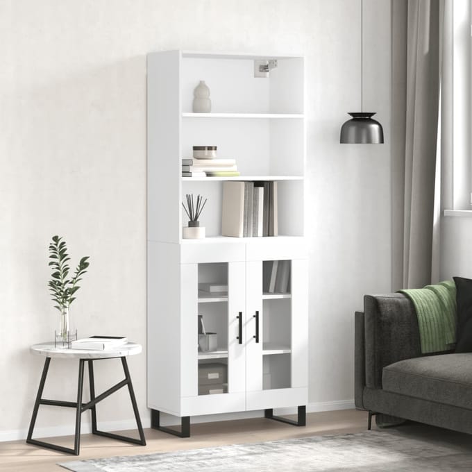 vidaXL - Hoge - kast - 69,5x34x180 - cm - bewerkt - hout - wit