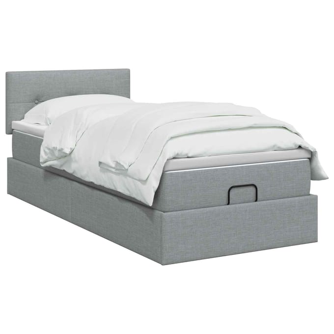 vidaXL - Ottoman - bed - met - matras - Lichtgrijs - 80 - x - 200 - cm - Stof
